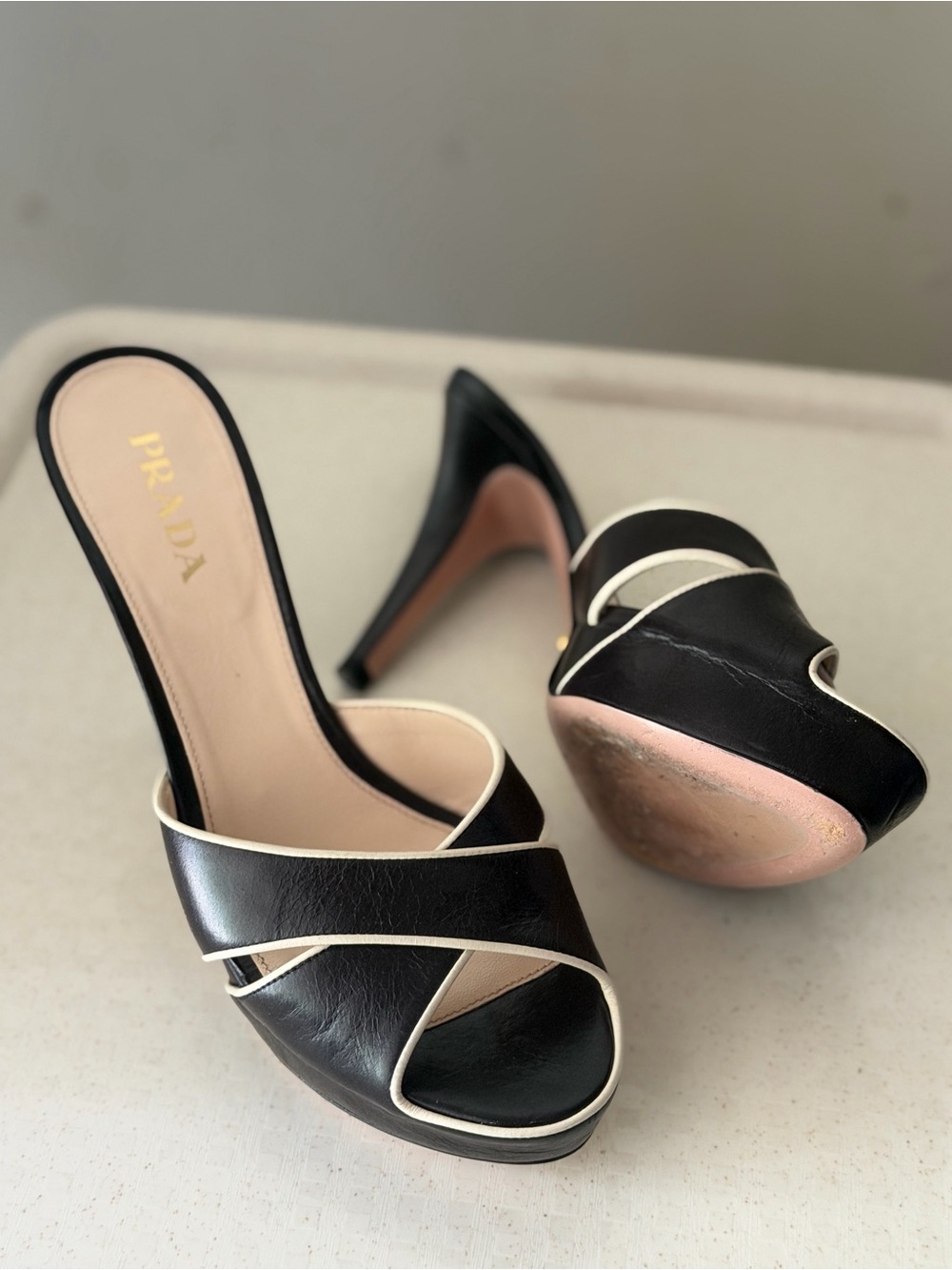 Prada Black & Pink Platform Heels - Picture 2 of 3